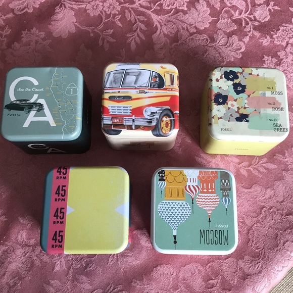 Fossil Accessories - 5 Tin Fossil Watch Boxes